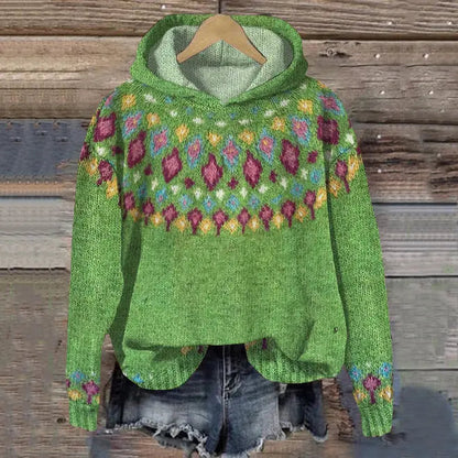 Amaya | Women's Knit Fair Isle Oversized Hoodie Sweater for Thanksgiving