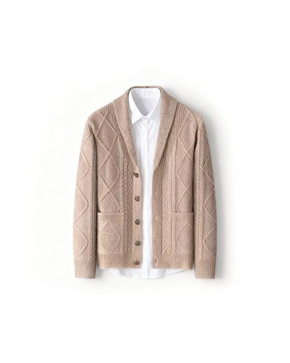Mason | Men's Wool Cardigan with Cable Knit for Homecoming