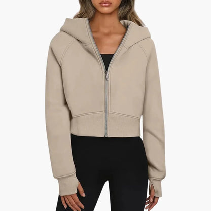 Sophie Laurent | Women's Cropped Hoodie Zip-Up Raglan Sleeve