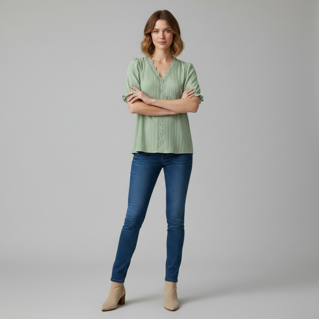 Astrid | Elegant Sommerbluse med Puffede Ærmer til Kvinder