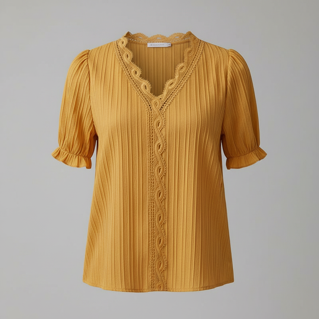 Astrid | Elegant Sommerbluse med Puffede Ærmer til Kvinder