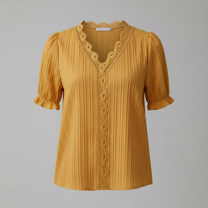 Astrid | Elegant Sommerbluse med Puffede Ærmer til Kvinder