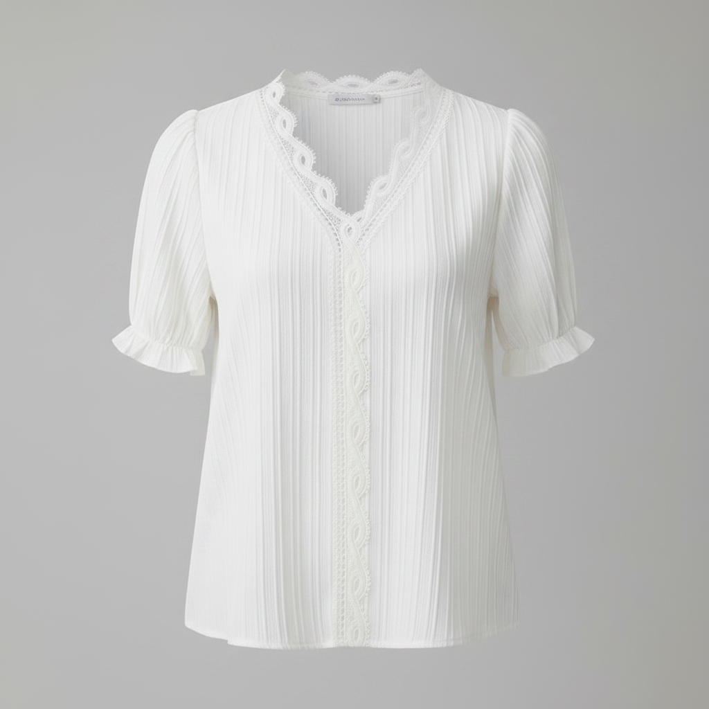 Astrid | Elegant Sommerbluse med Puffede Ærmer til Kvinder