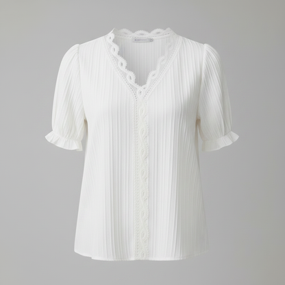 Astrid | Elegant Sommerbluse med Puffede Ærmer til Kvinder
