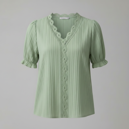 Astrid | Elegant Sommerbluse med Puffede Ærmer til Kvinder
