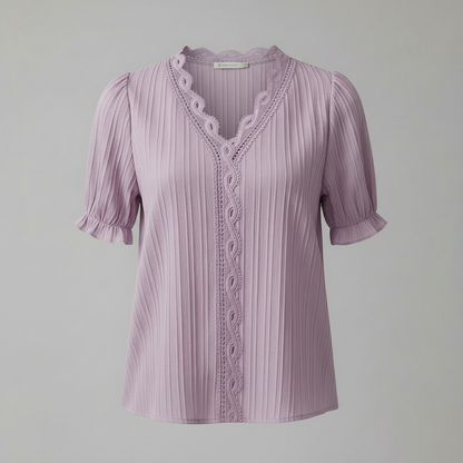Astrid | Elegant Sommerbluse med Puffede Ærmer til Kvinder