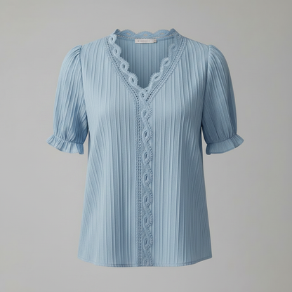 Astrid | Elegant Sommerbluse med Puffede Ærmer til Kvinder