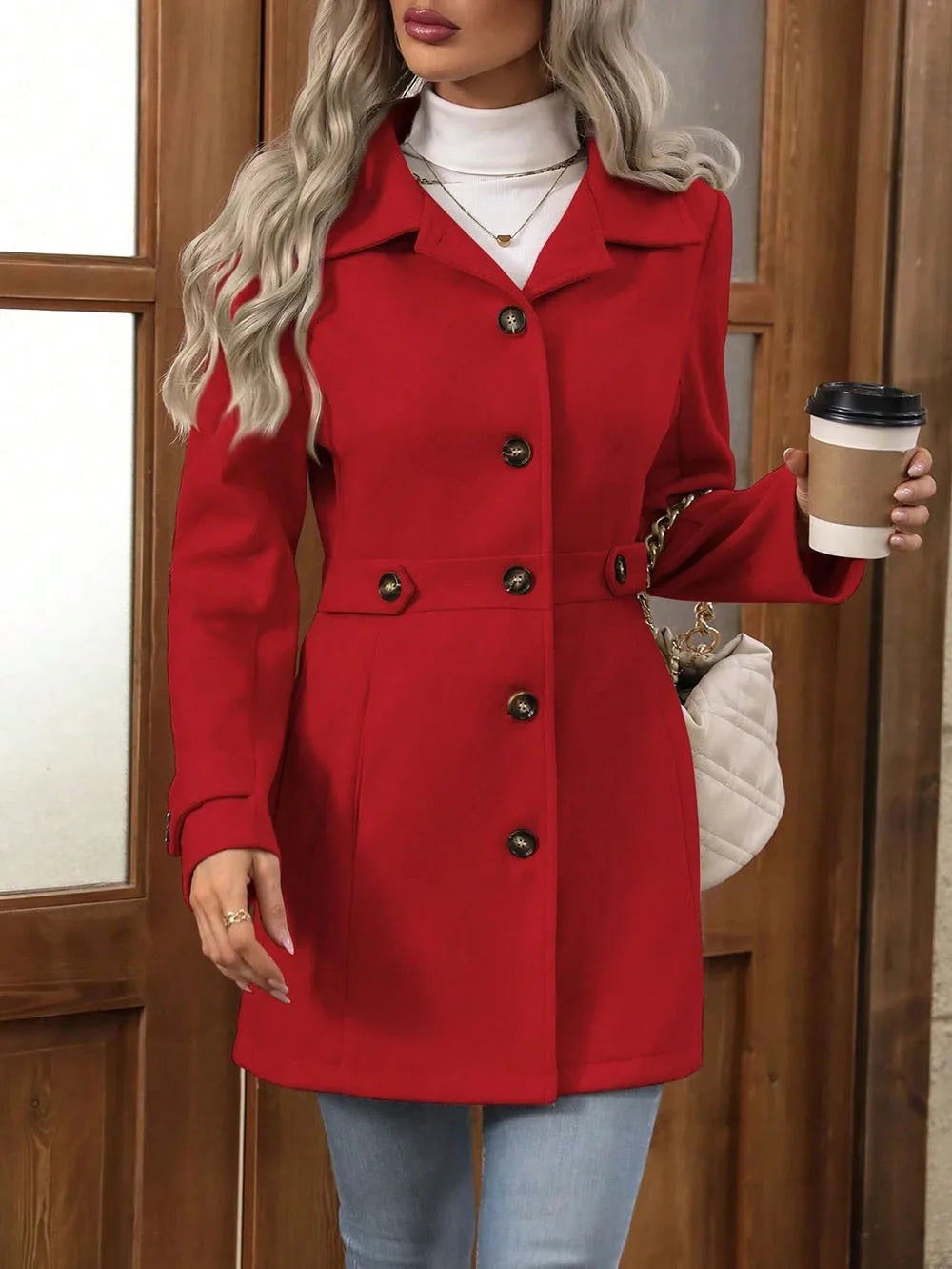 Aurore | Women's Slim Fit Camel Wool Coat Autumn