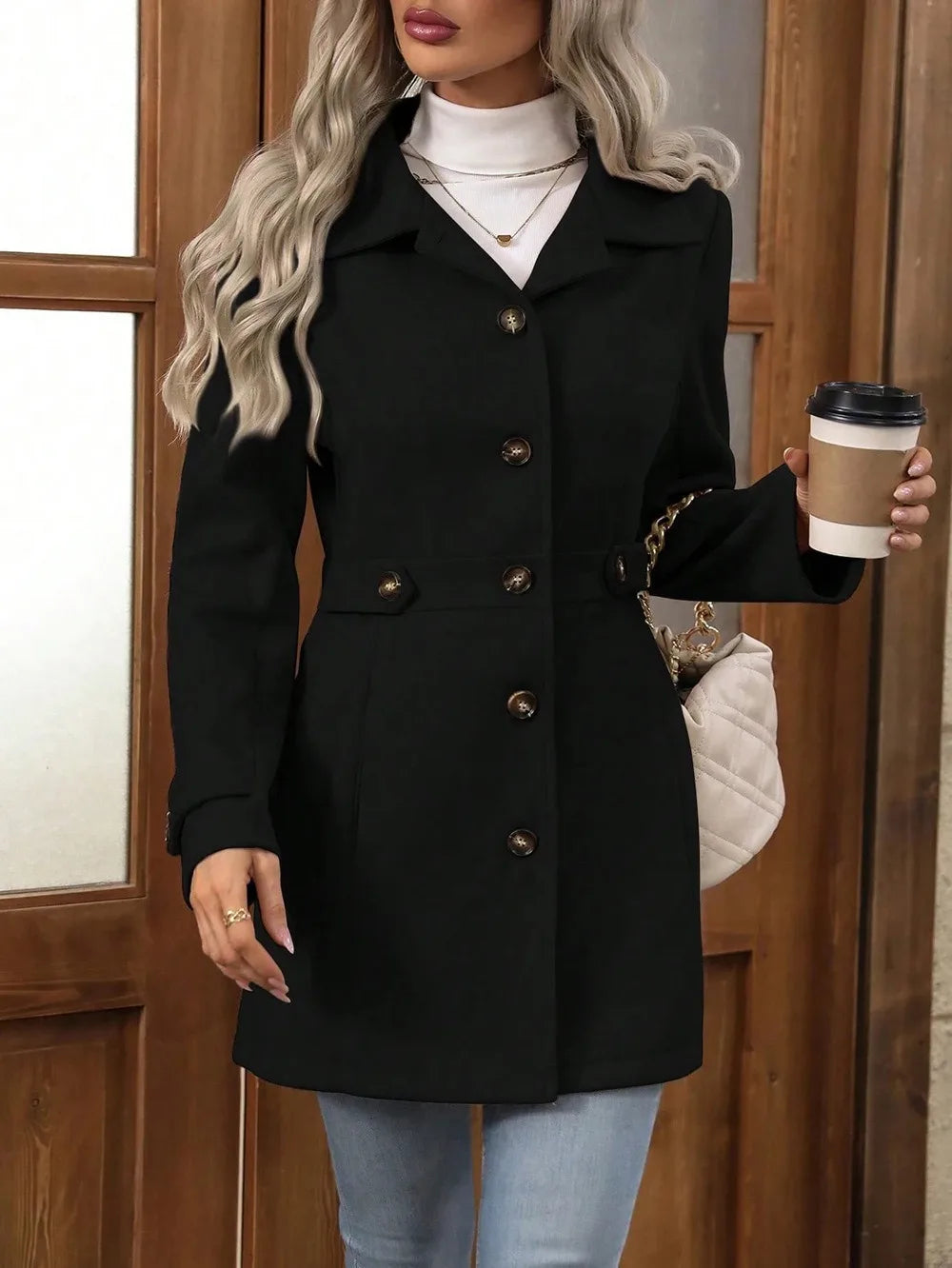 Aurore | Women's Slim Fit Camel Wool Coat Autumn