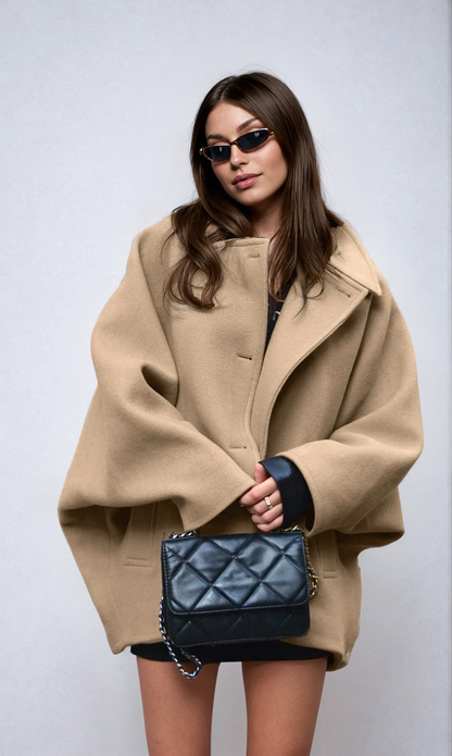 Nadege | Women's Wool Oversized Camel Coat with Button for Homecoming