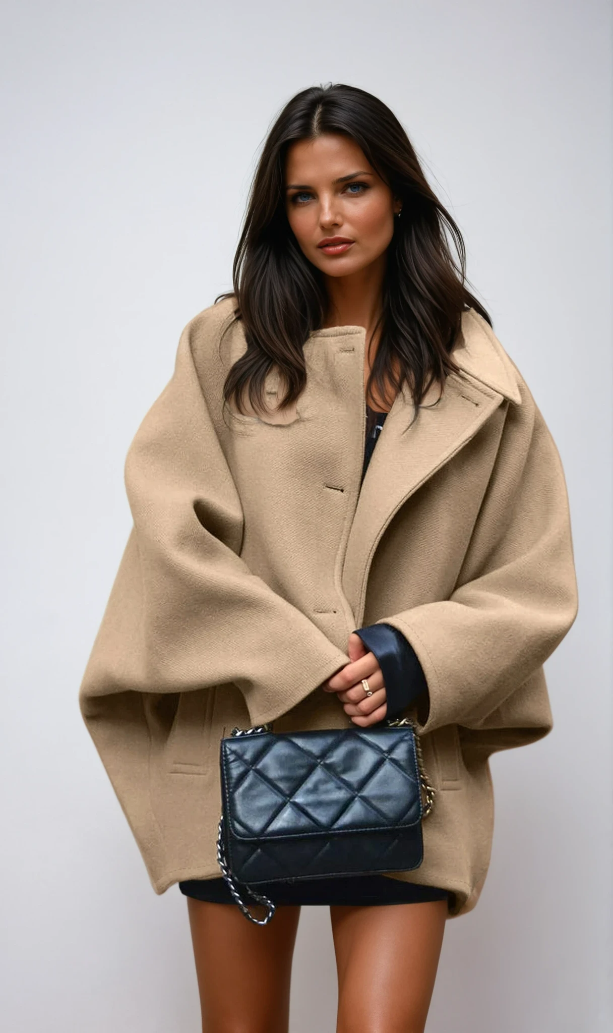 Nadege | Women's Wool Oversized Camel Coat with Button for Homecoming