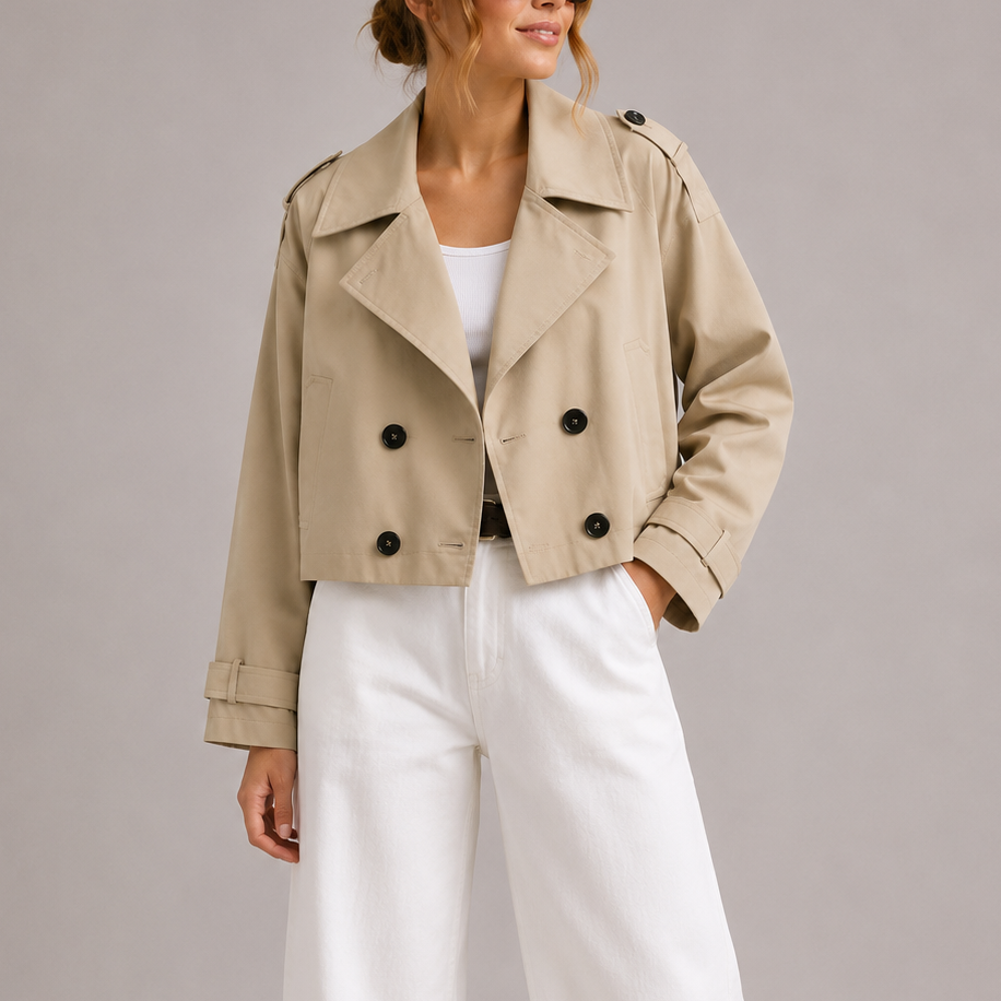 Natasha | Kvinders Cropped Trench Coat Jakke