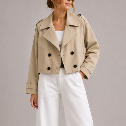 Natasha | Kvinders Cropped Trench Coat Jakke
