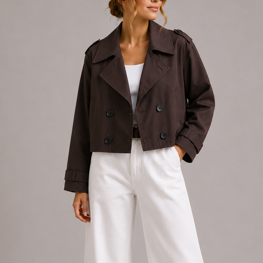 Natasha | Kvinders Cropped Trench Coat Jakke