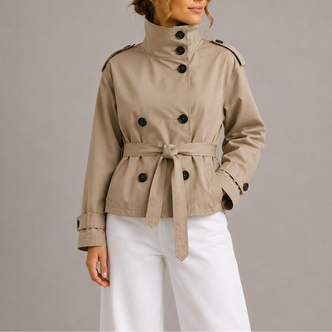 Amelia | Kvinders Bælte Cropped Trench Coat Jakke