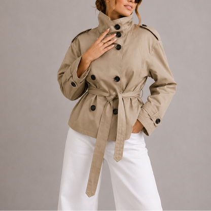 Amelia | Kvinders Bælte Cropped Trench Coat Jakke