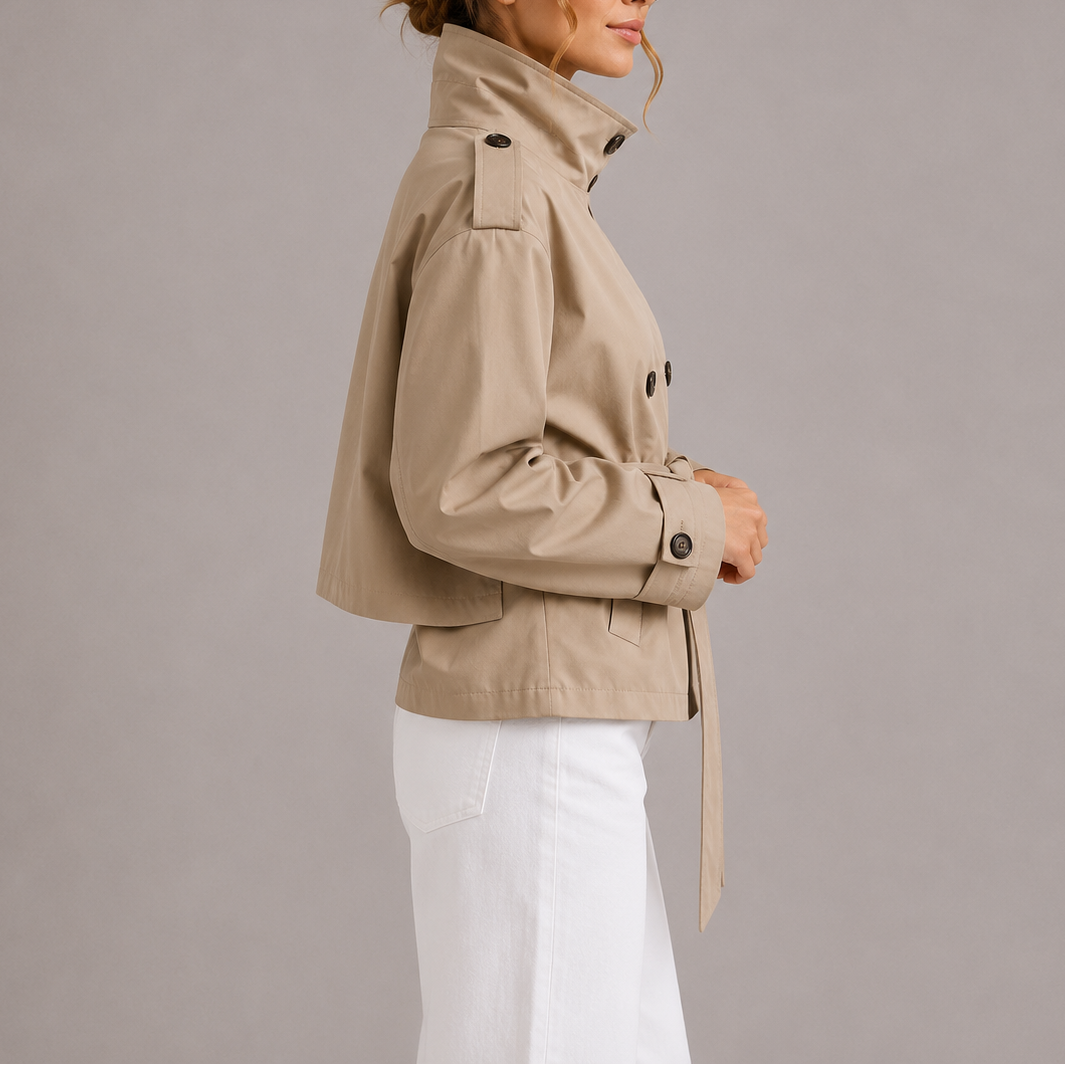 Amelia | Kvinders Bælte Cropped Trench Coat Jakke
