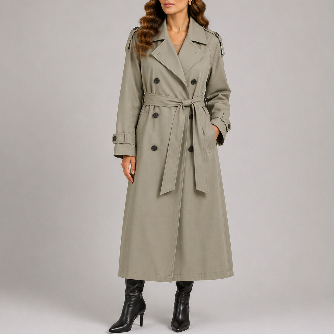Olivia | Kvinders Lange Dobbeltbrystet Trench Coat