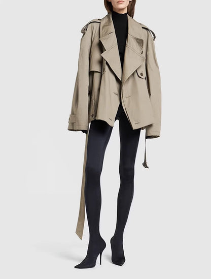 Isabella | Women's Belted Cropped Trench Coat for Anniversary Dinner
