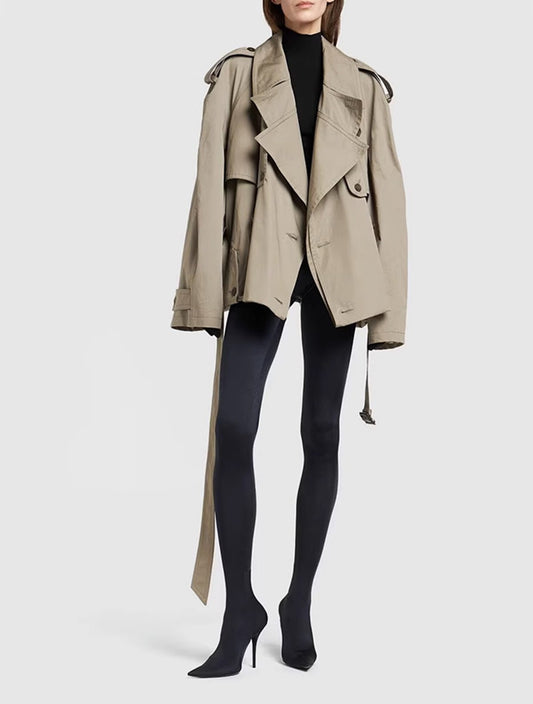 Isabella | Women's Belted Cropped Trench Coat for Anniversary Dinner