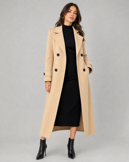 Cecile | Women's Long Wool Camel Coat Warm & Versatile