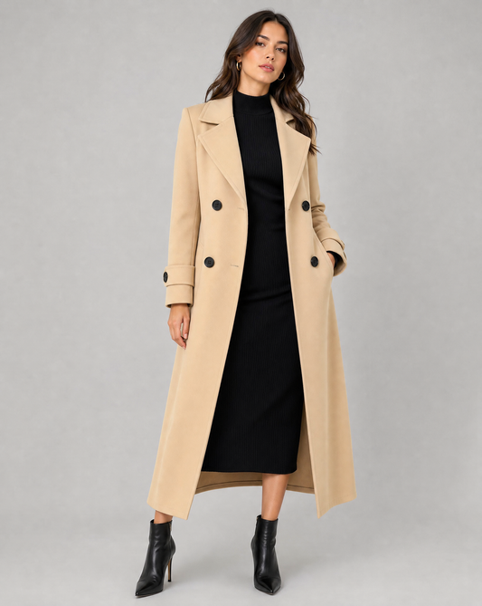 Cecile | Women's Long Wool Camel Coat Warm & Versatile