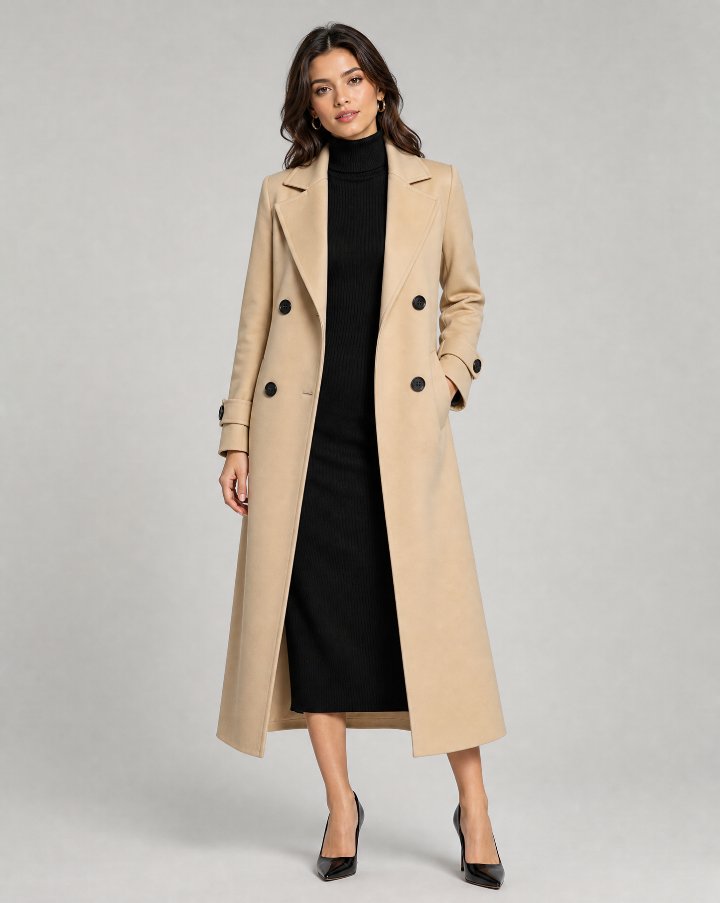 Cecile | Women's Long Wool Camel Coat Warm & Versatile