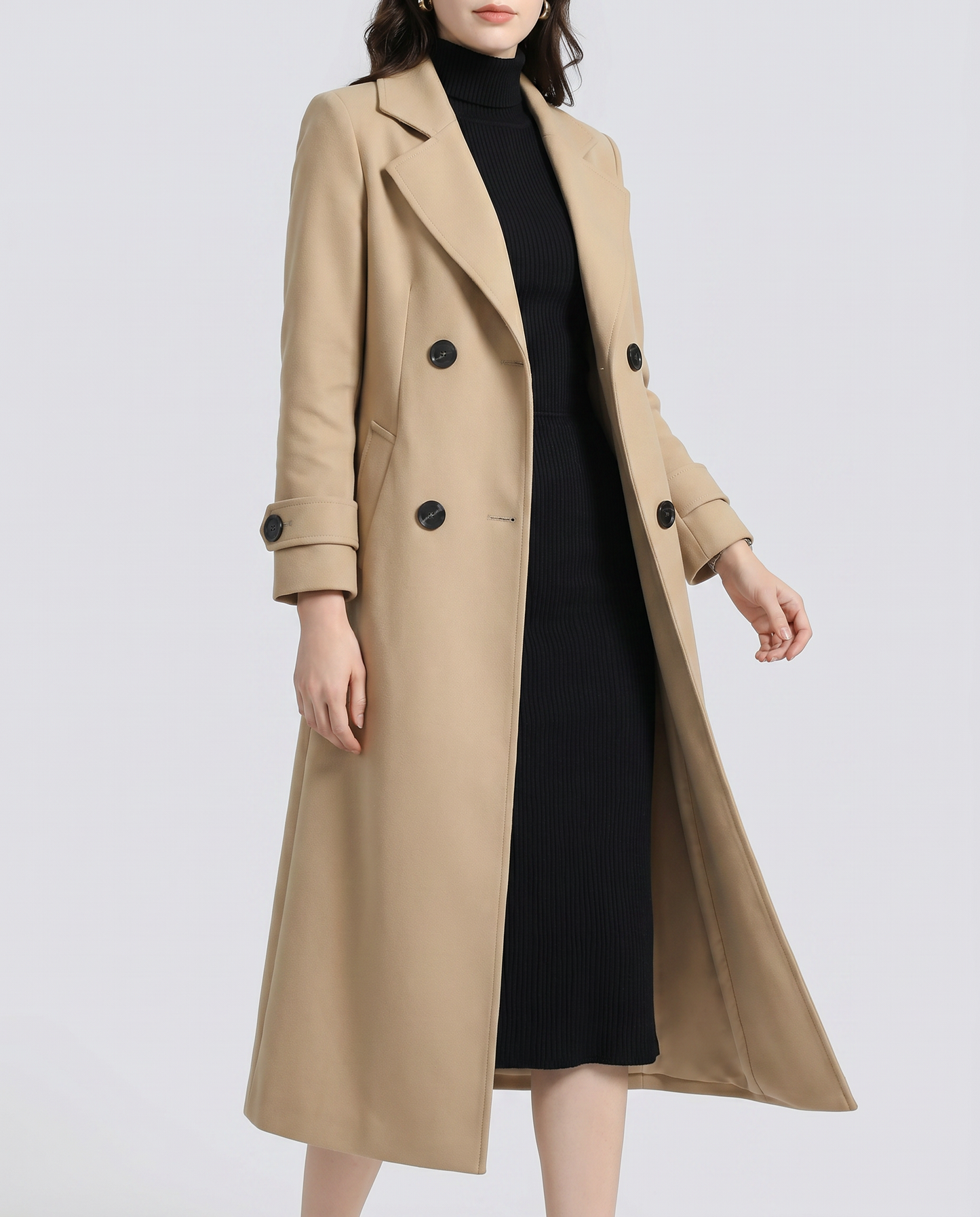 Cecile | Women's Long Wool Camel Coat Warm & Versatile