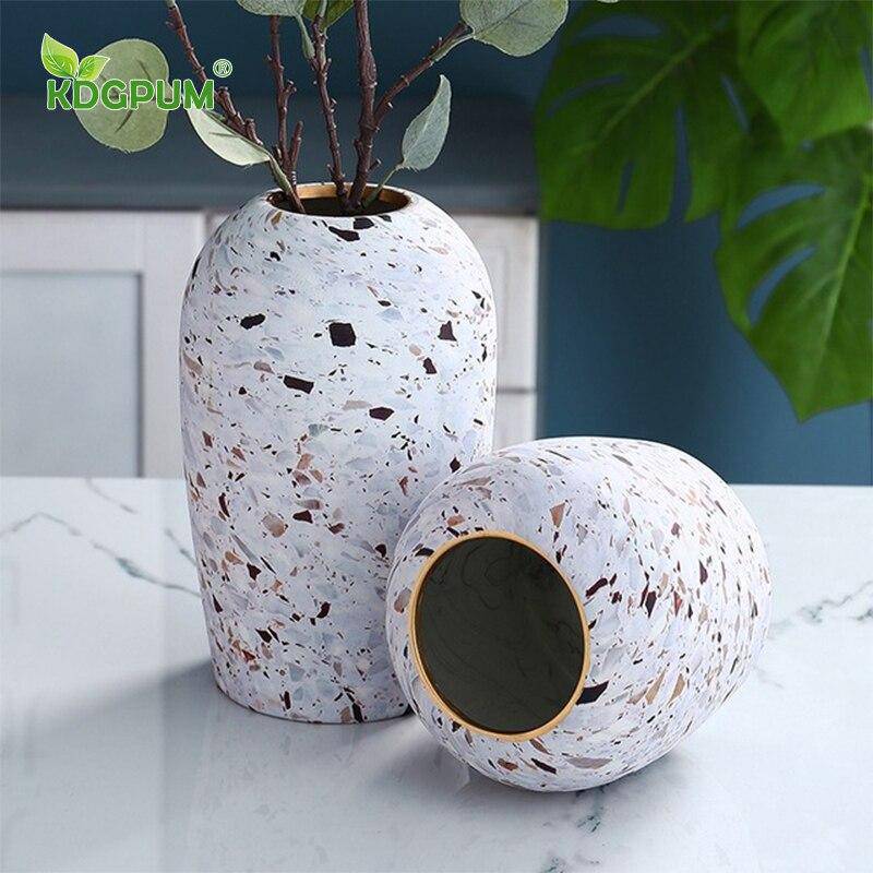 Hvid Terrazzo Vase | Keramisk Bordvase Moderne Design 2