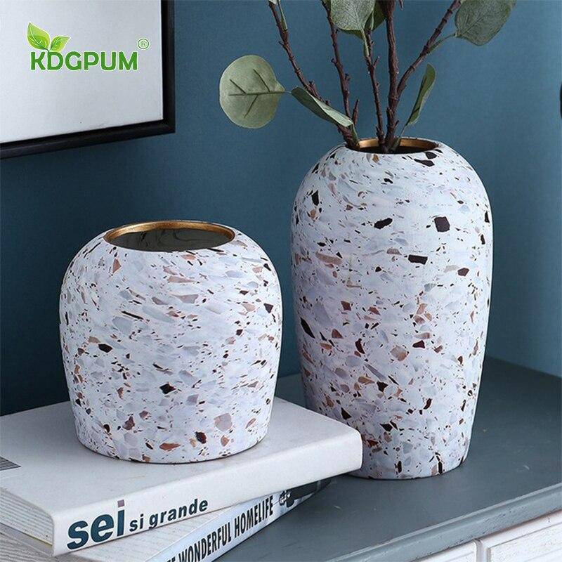 Hvid Terrazzo Vase | Keramisk Bordvase Moderne Design 3