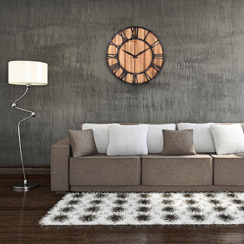 Industrielt Vægur i Træ og Metal | 40cm Rundt Design 1