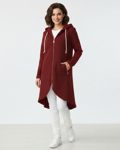 Nuvina | Women's Fleece Longline Hoodie with Zip-Up for Pumpkin Patch