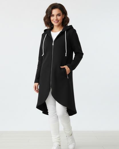 Nuvina | Women's Fleece Longline Hoodie with Zip-Up for Pumpkin Patch