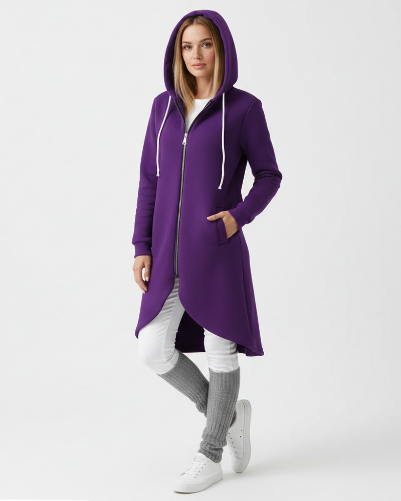 Nuvina | Women's Fleece Longline Hoodie with Zip-Up for Pumpkin Patch