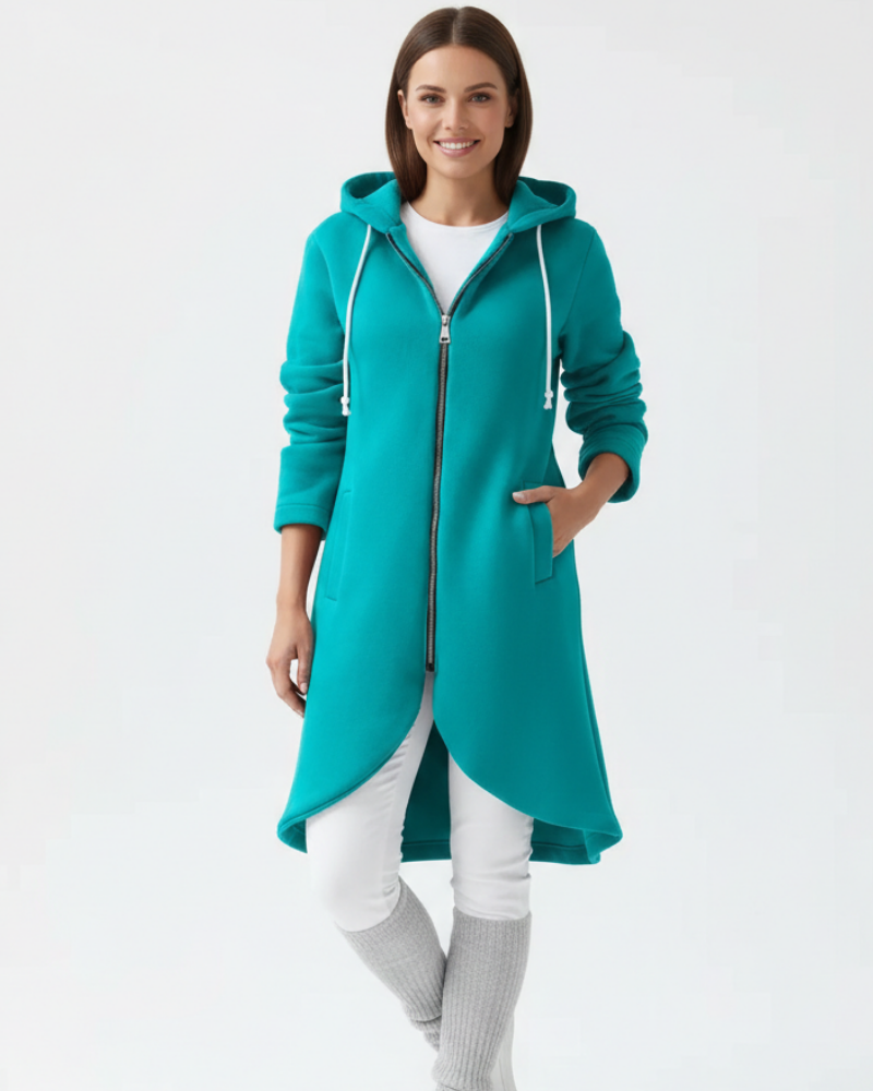 Nuvina | Women's Fleece Longline Hoodie with Zip-Up for Pumpkin Patch