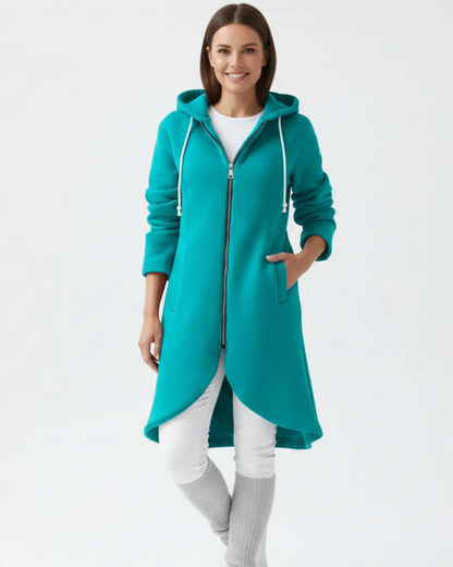 Nuvina | Women's Fleece Longline Hoodie with Zip-Up for Pumpkin Patch