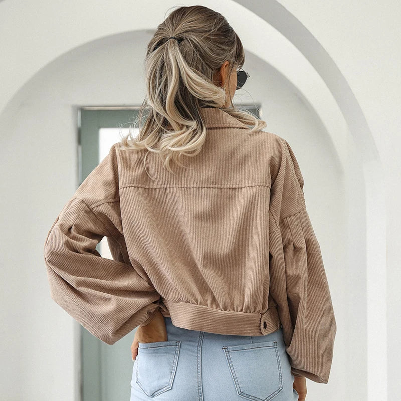 Serena Bellucci | Women's Cropped Corduroy Jacket Oversized Sleeve