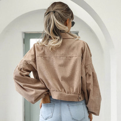 Serena Bellucci | Women's Cropped Corduroy Jacket Oversized Sleeve