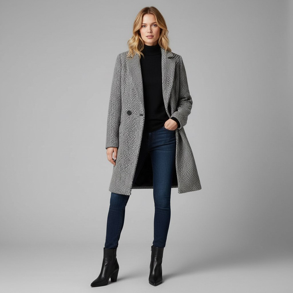 Lang Uldfrakke Dame | Elegant Vinterjakke til Kvinder