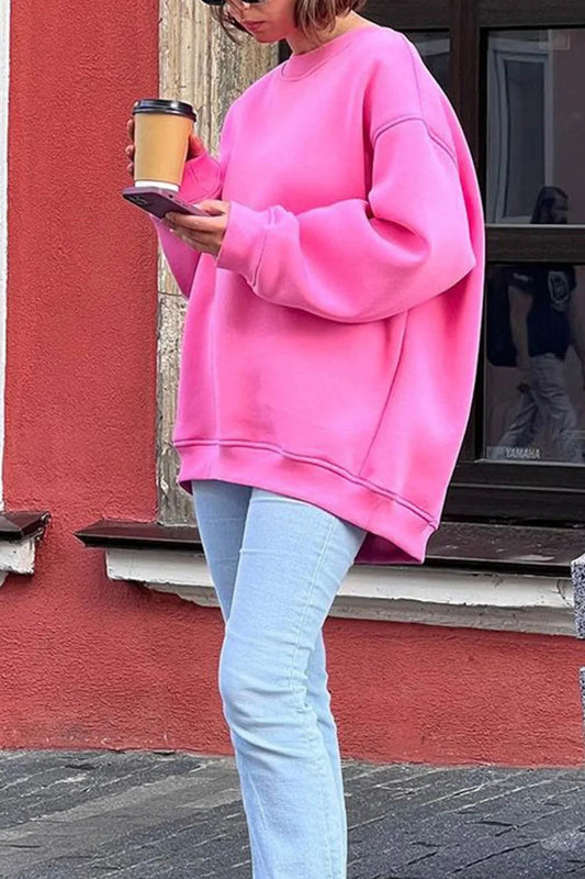 Rosa | Women's Fleece Oversized Sweatshirt Round Neck for Movie Night
