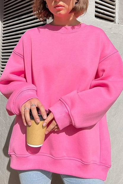 Rosa | Women's Fleece Oversized Sweatshirt Round Neck for Movie Night