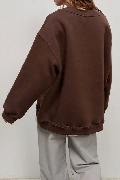 Rosa | Women's Fleece Oversized Sweatshirt Round Neck for Movie Night