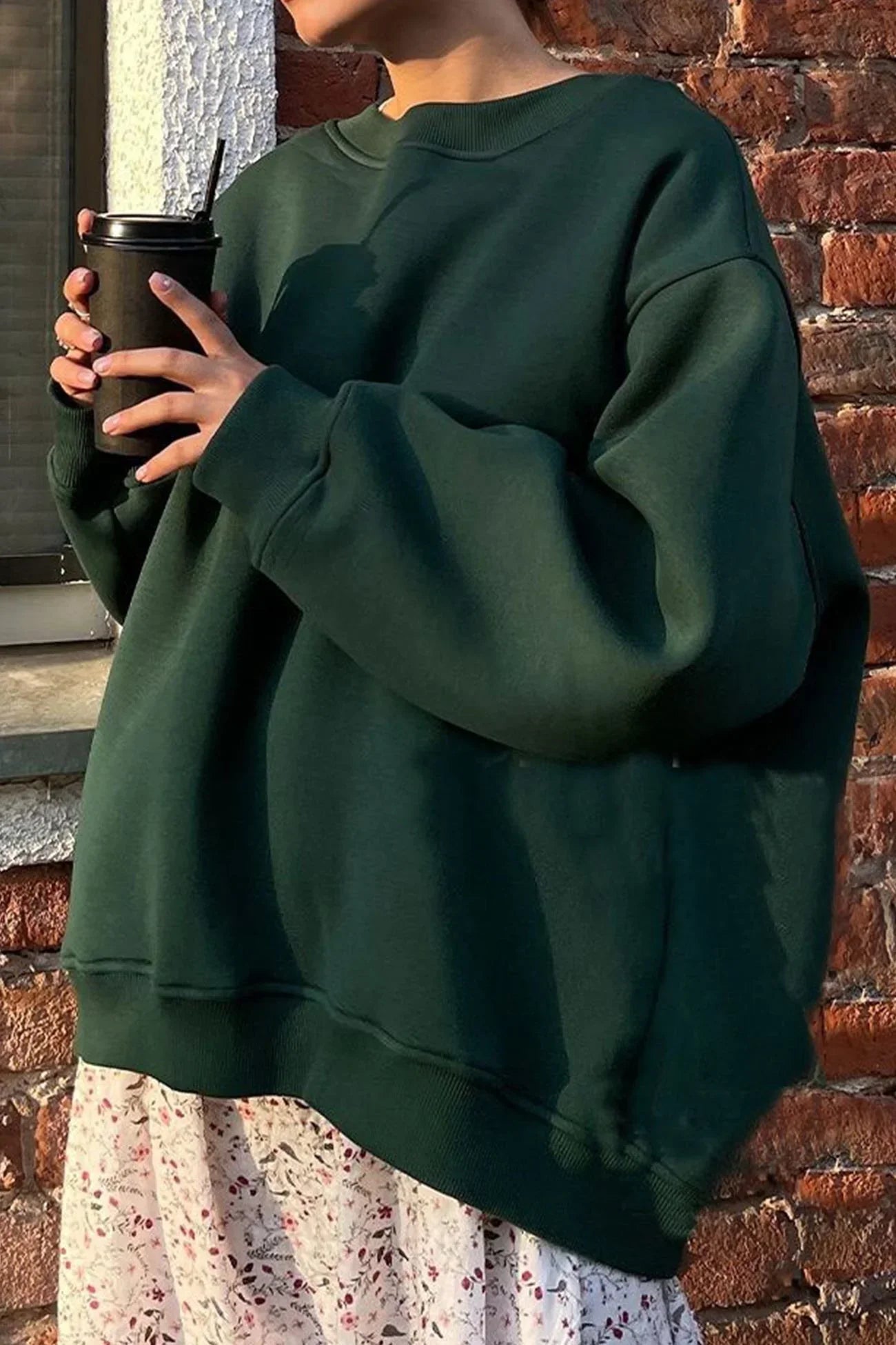 Rosa | Women's Fleece Oversized Sweatshirt Round Neck for Movie Night