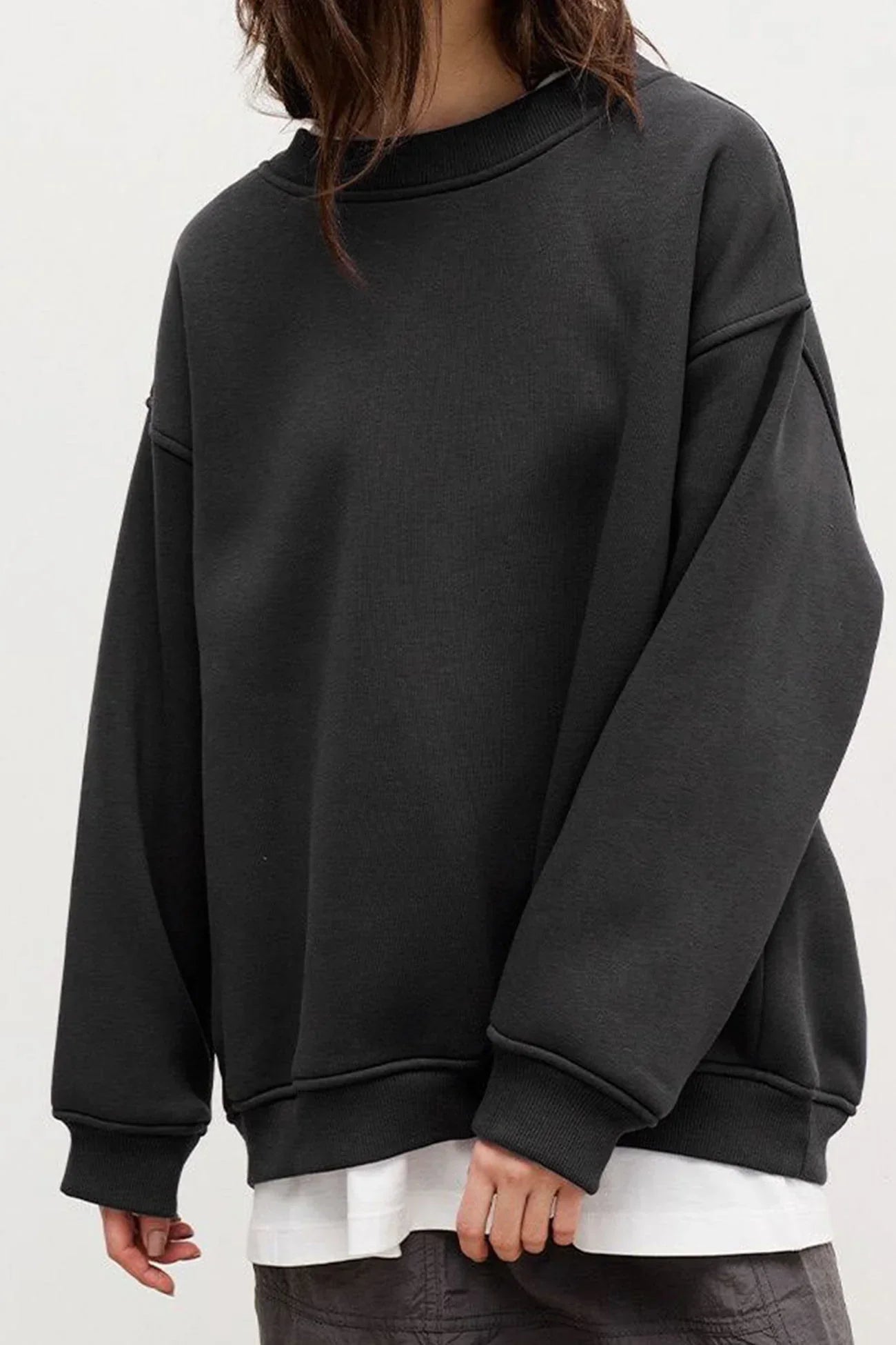 Rosa | Women's Fleece Oversized Sweatshirt Round Neck for Movie Night