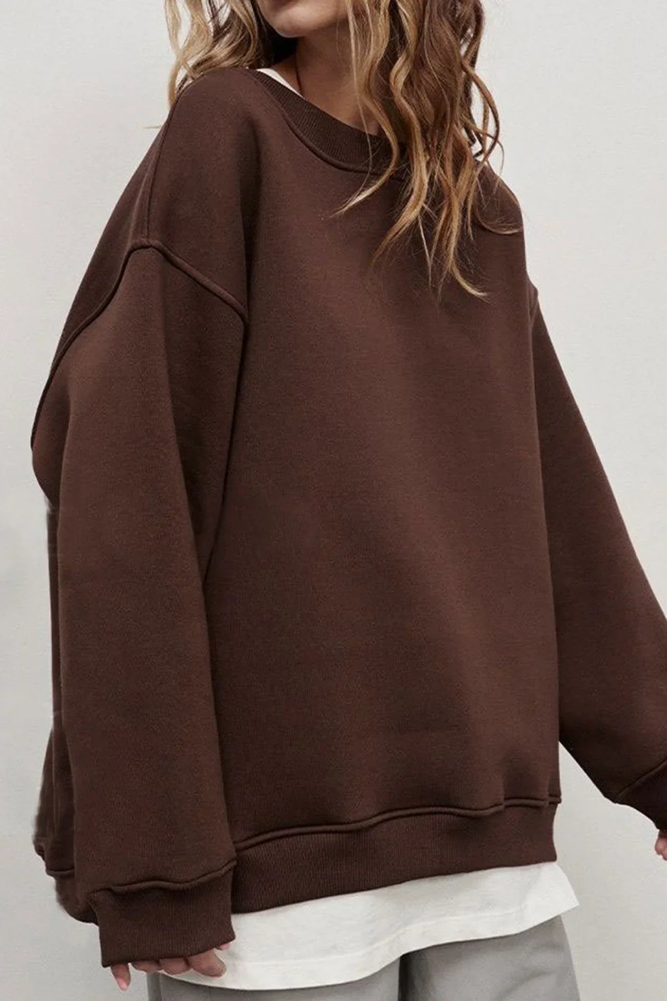 Rosa | Women's Fleece Oversized Sweatshirt Round Neck for Movie Night