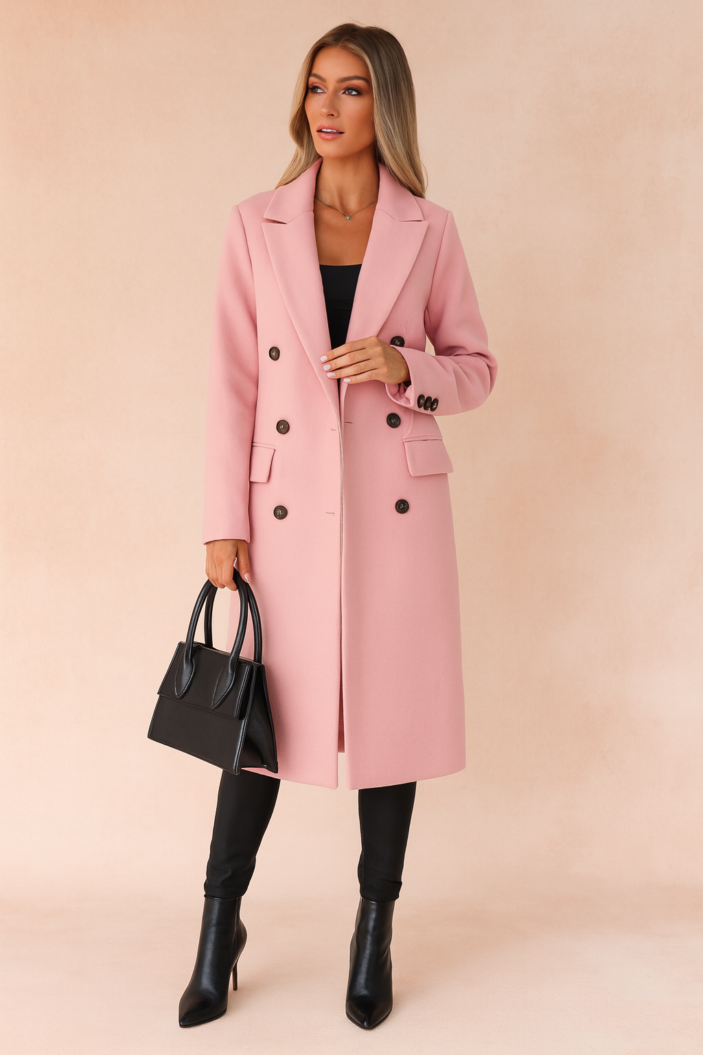Marcelle | Women's Wool Double-Breasted Camel Coat for Thanksgiving