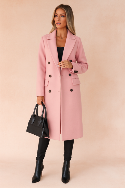Marcelle | Women's Wool Double-Breasted Camel Coat for Thanksgiving