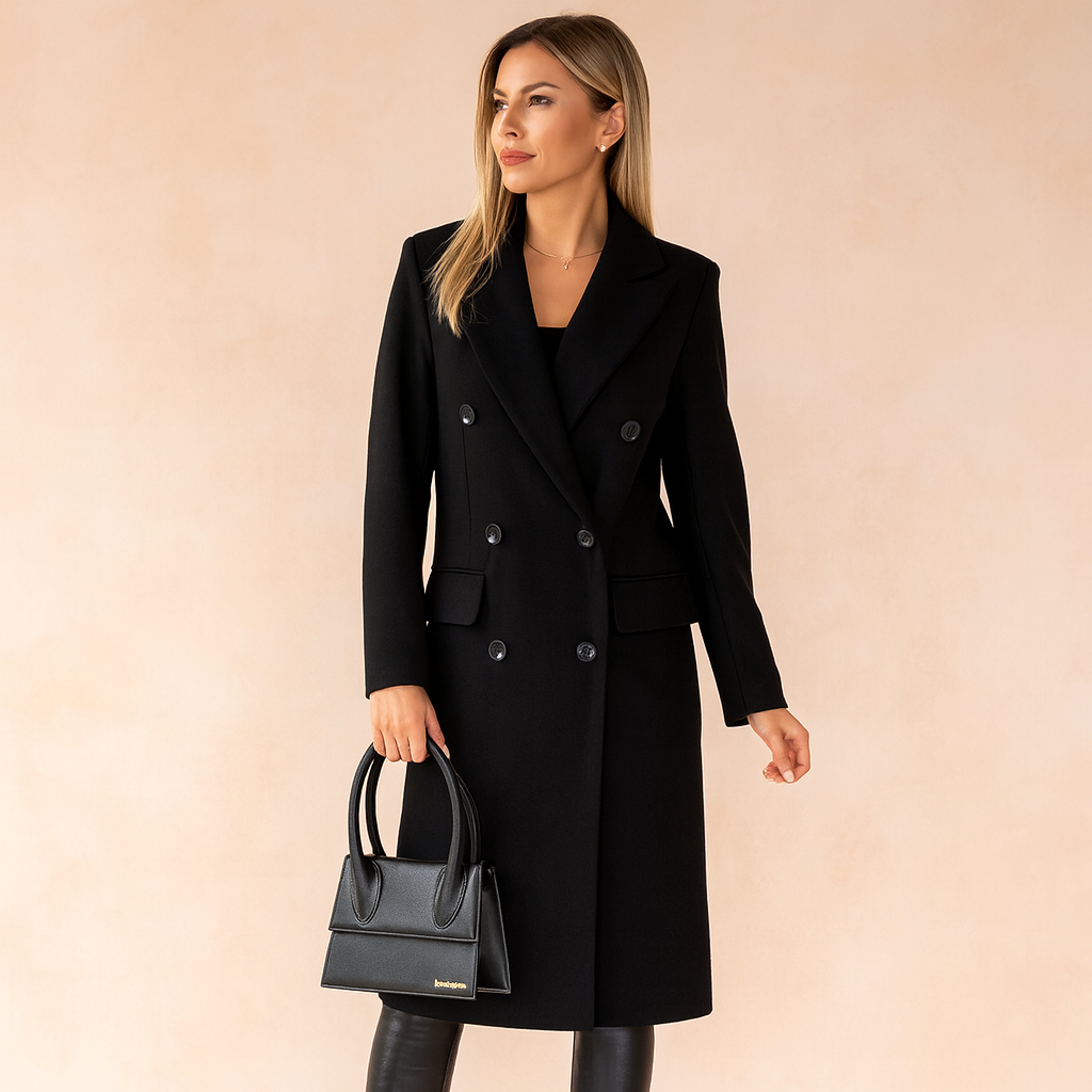 Marcelle | Women's Wool Double-Breasted Camel Coat for Thanksgiving