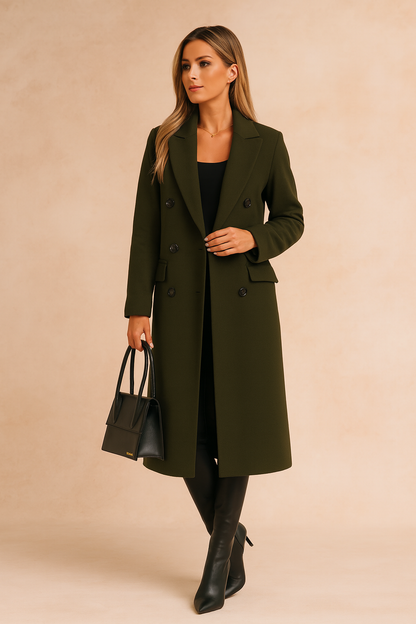 Marcelle | Women's Wool Double-Breasted Camel Coat for Thanksgiving