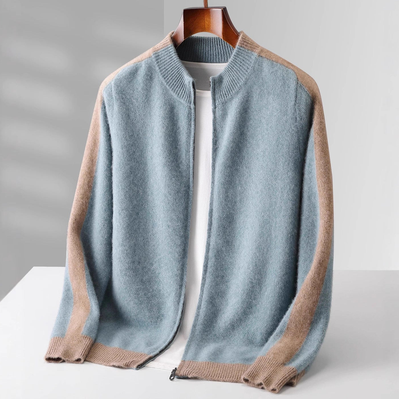 Portofino | Men's Cashmere Zip Cardigan with Contrast Trim for Gala